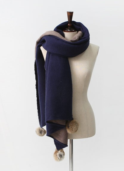 Real rabbit bell muffler Outgoing sophisticated re