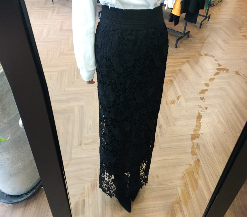 Waist Bending Lace Long Skirt 376 Flower Arrangeme