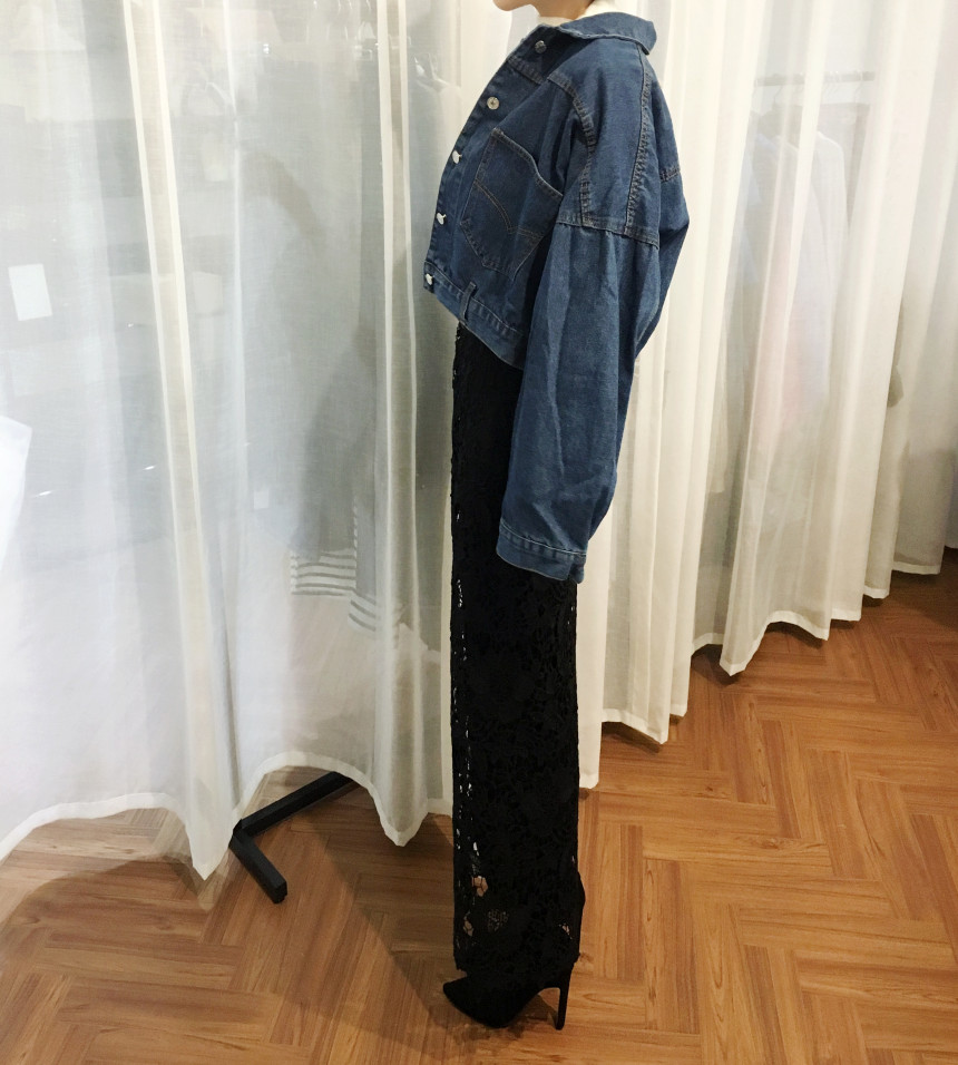 Waist Bending Lace Long Skirt 376 Flower Arrangeme