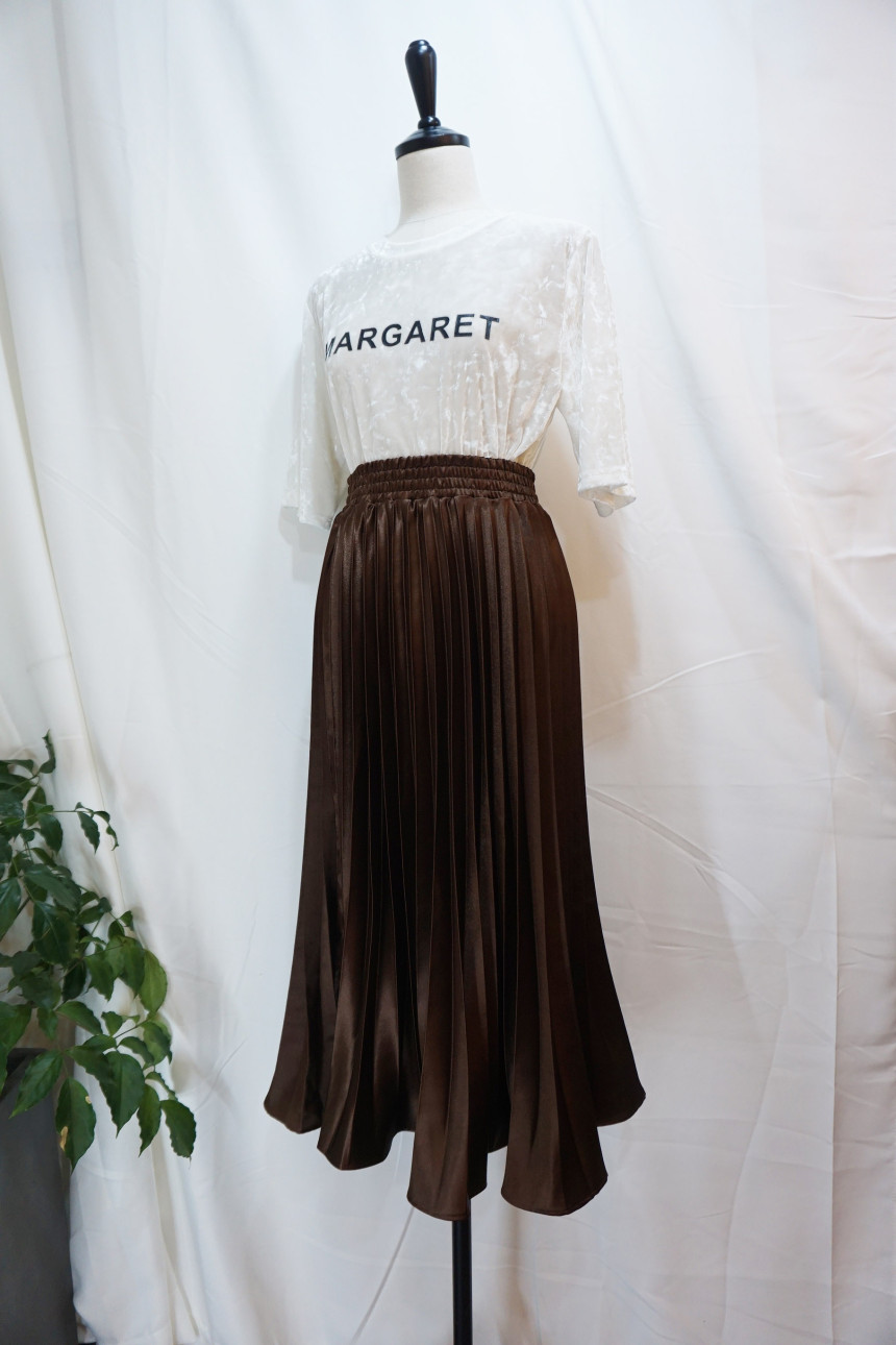 Metal pleated skirt 4 COLOR long wrinkle coordinat