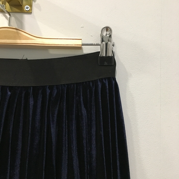 Velvet bending pleats long skirt winter autumn nea