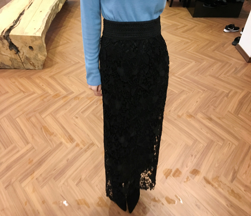 Waist Bending Lace Long Skirt 376 Flower Arrangeme