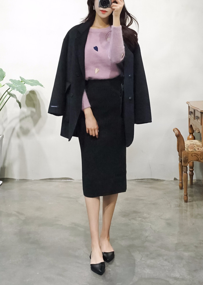 Fall Winter Pleat Bending H-line back-to-back knit