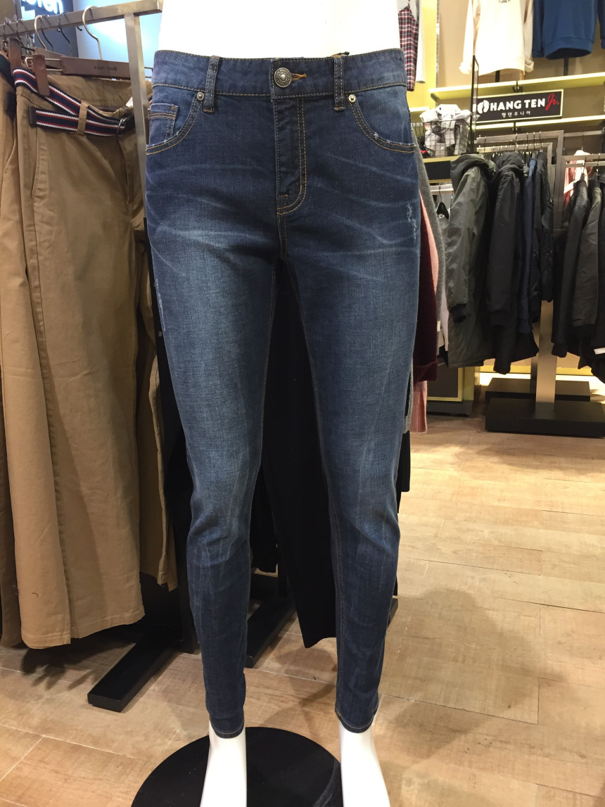 Korea Jeans Pants Men's Damage Tapered Fit Deni