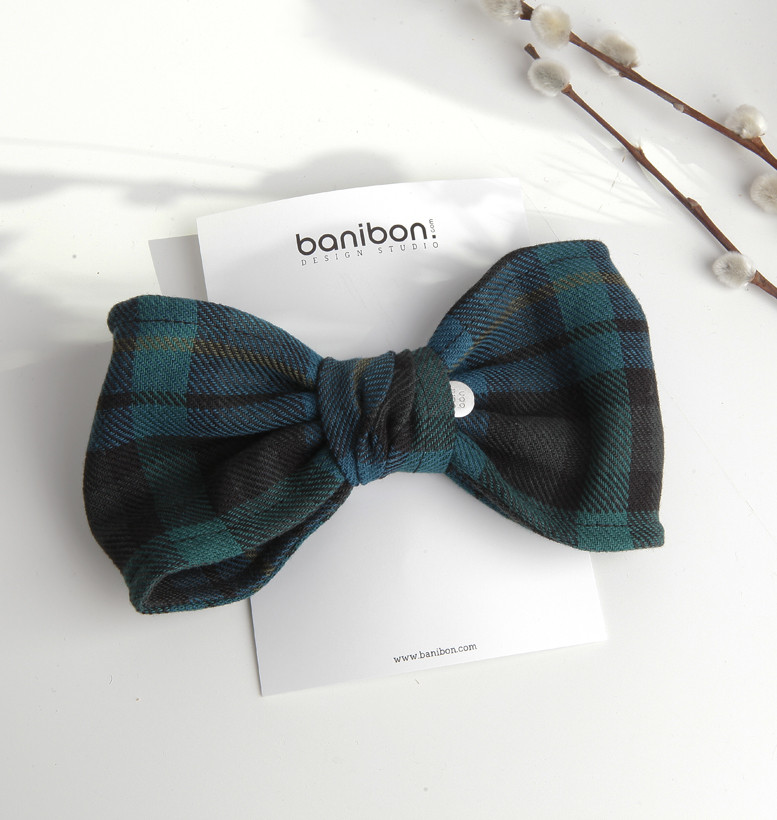 Hair Accessories Green Check Hairpins