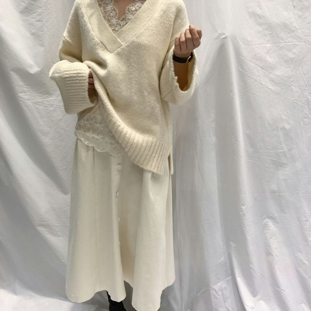 Button high waist long skirt open a line feminine 