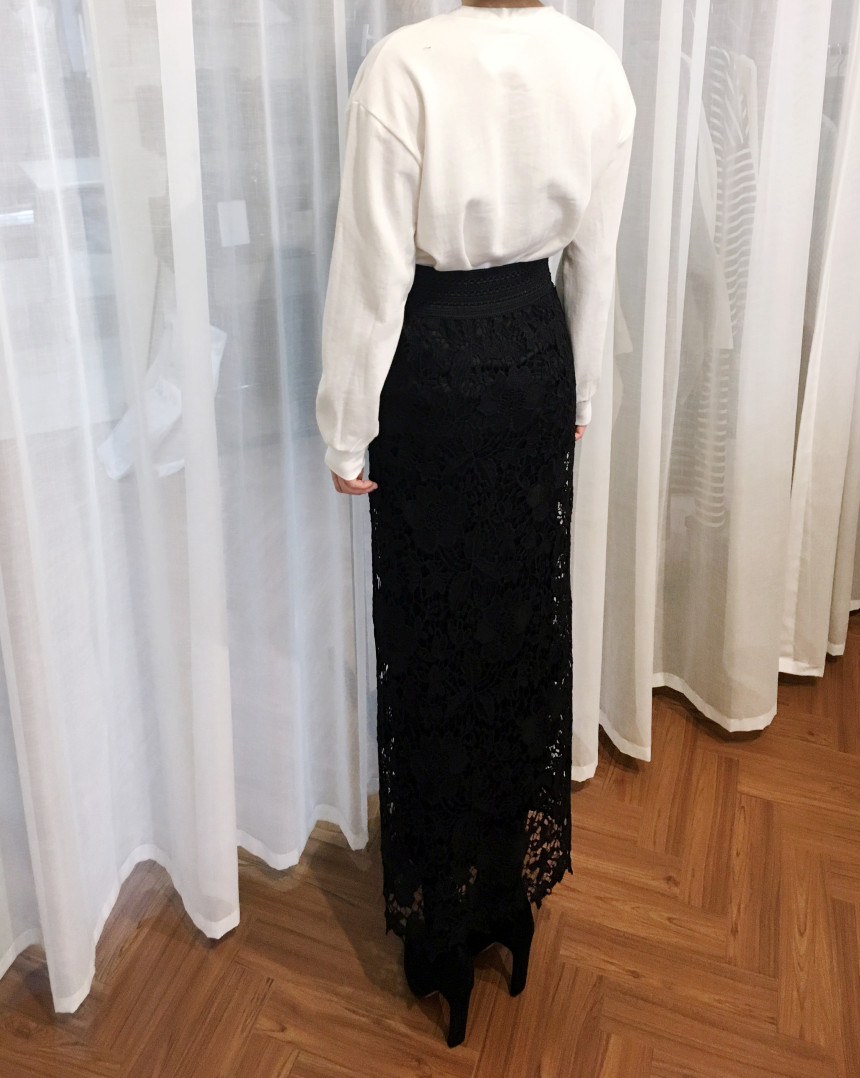 Waist Bending Lace Long Skirt 376 Flower Arrangeme