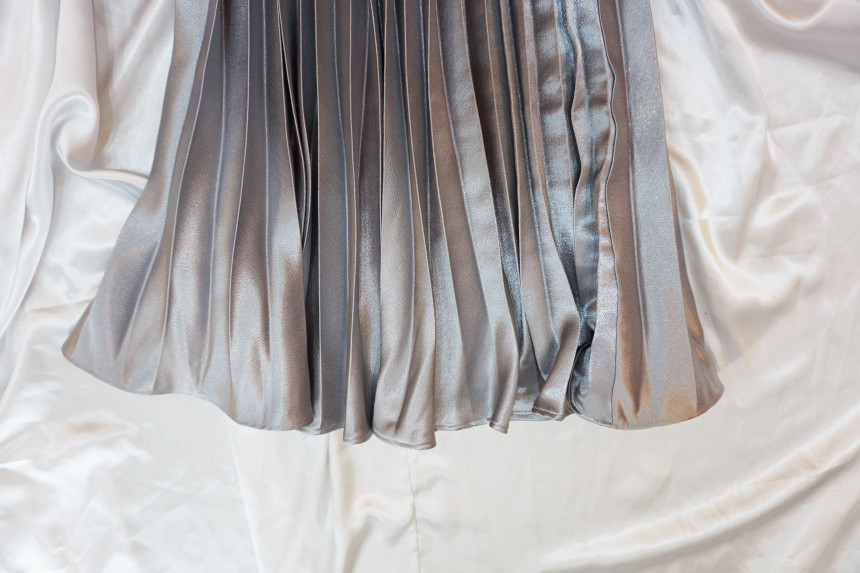 Metal pleated skirt 4 COLOR long wrinkle coordinat