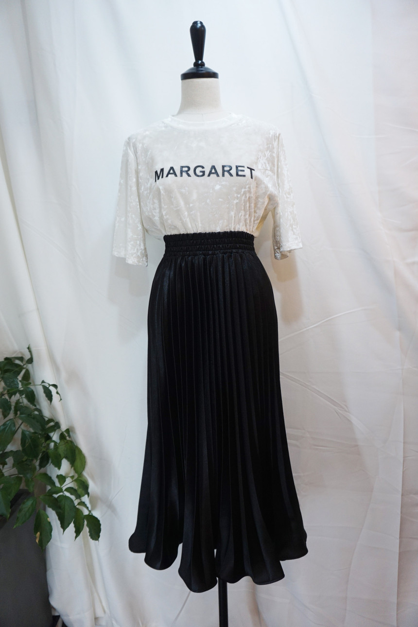 Metal pleated skirt 4 COLOR long wrinkle coordinat