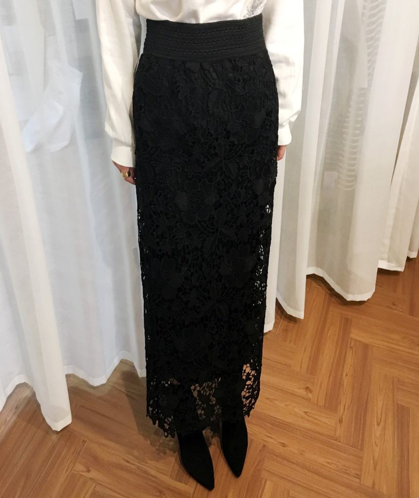 Waist Bending Lace Long Skirt 376 Flower Arrangeme