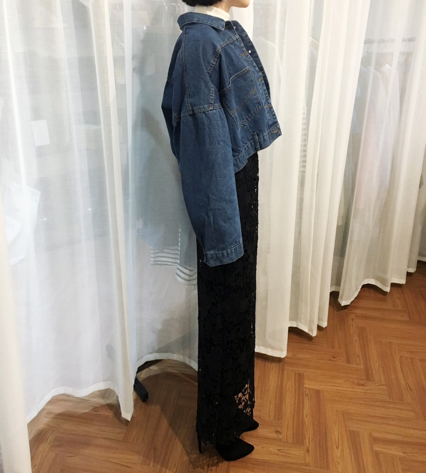 Waist Bending Lace Long Skirt 376 Flower Arrangeme