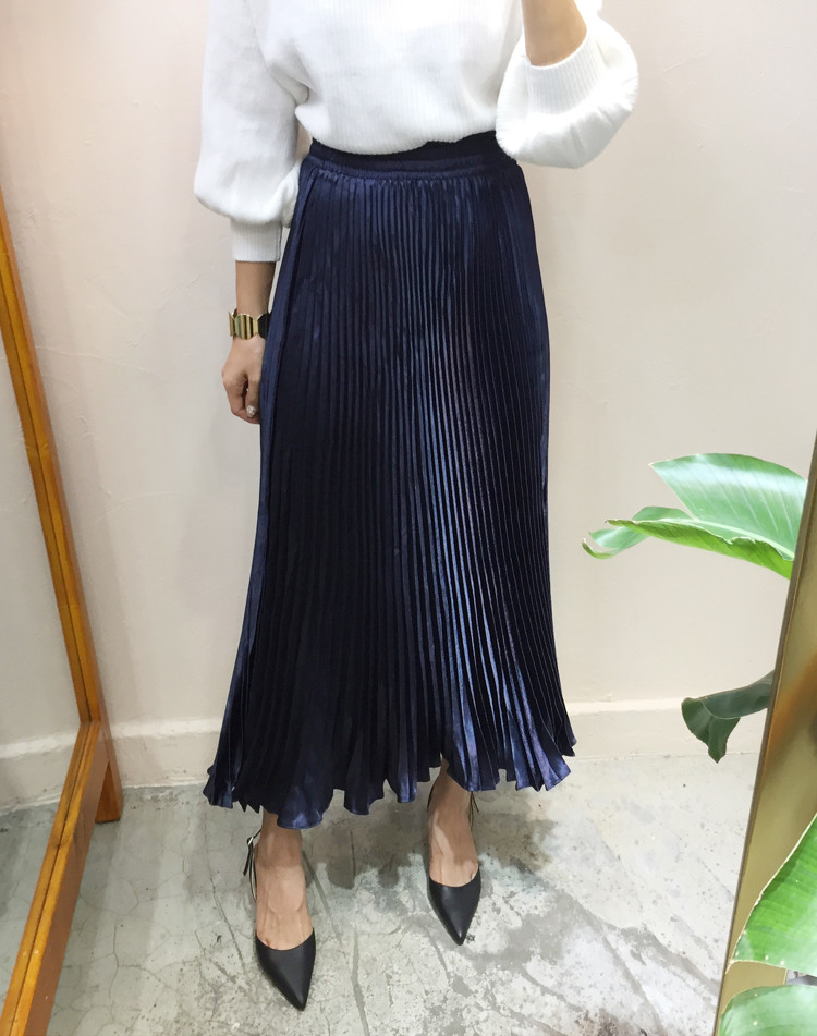 Pearl Pleated Long Skirt
