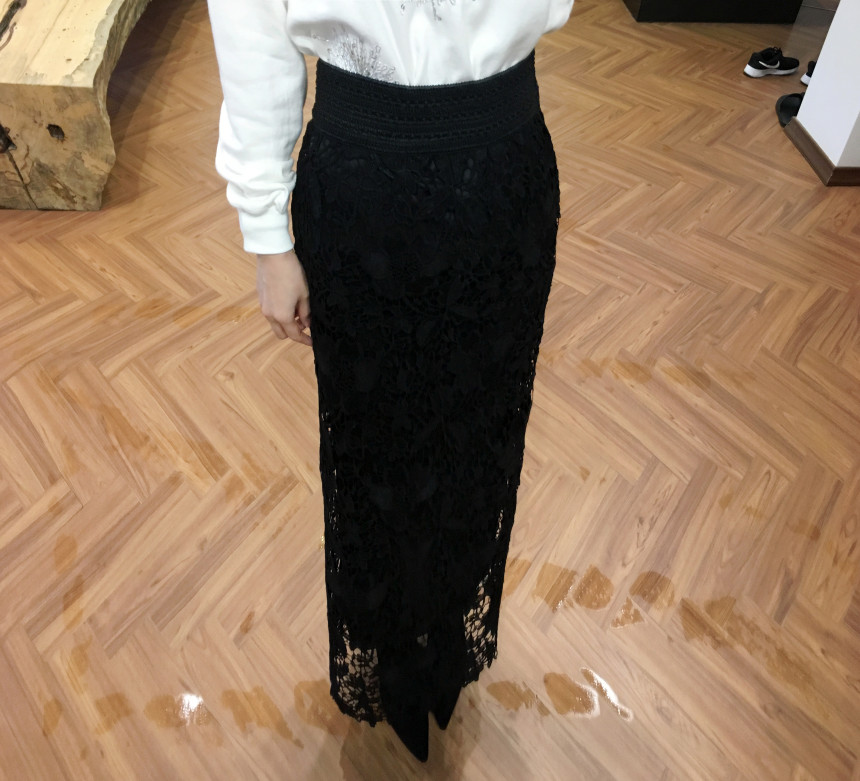 Waist Bending Lace Long Skirt 376 Flower Arrangeme