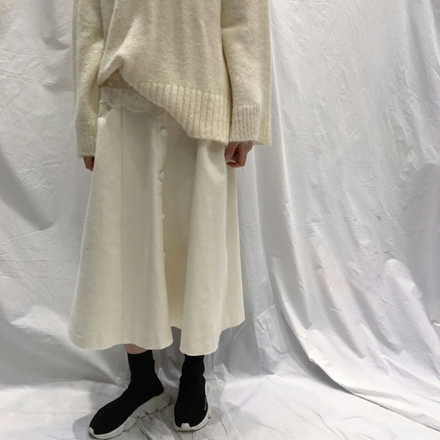 Button high waist long skirt open a line feminine 