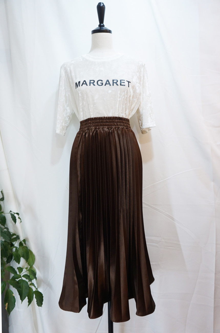 Metal pleated skirt 4 COLOR long wrinkle coordinat