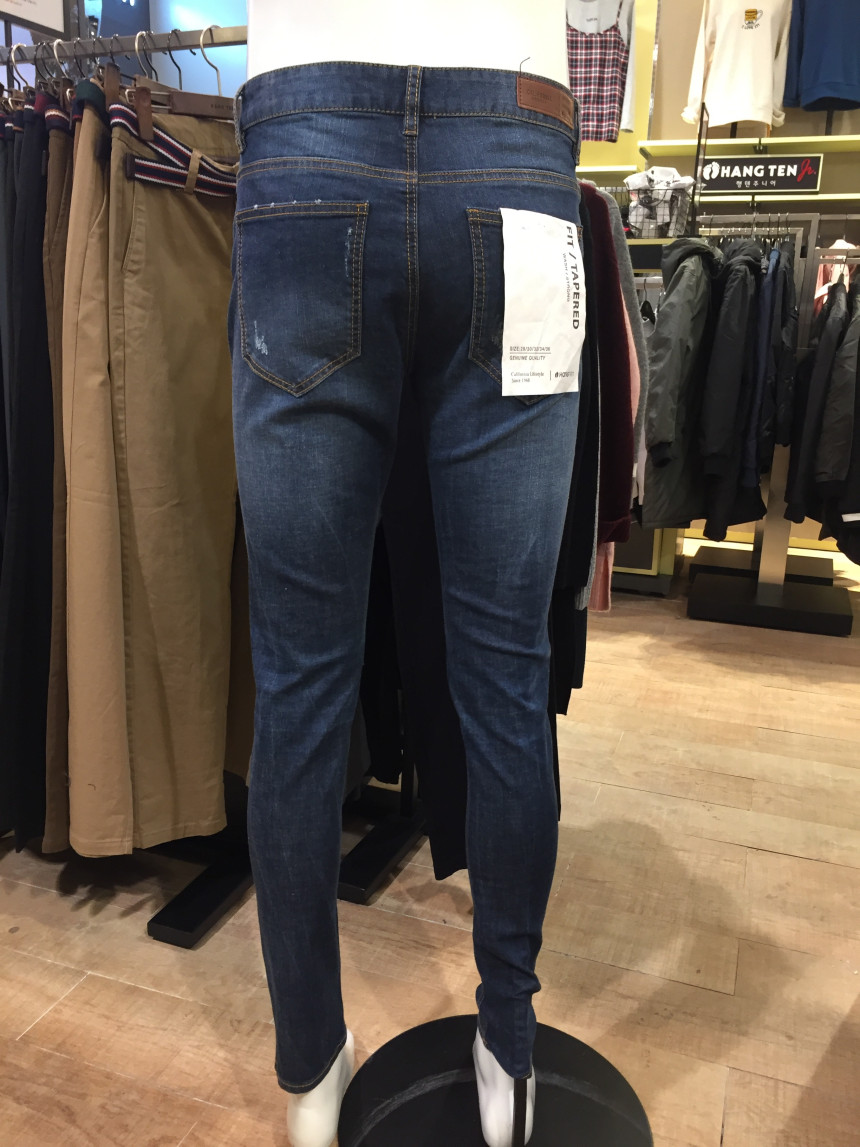 Korea Jeans Pants Men's Damage Tapered Fit Deni