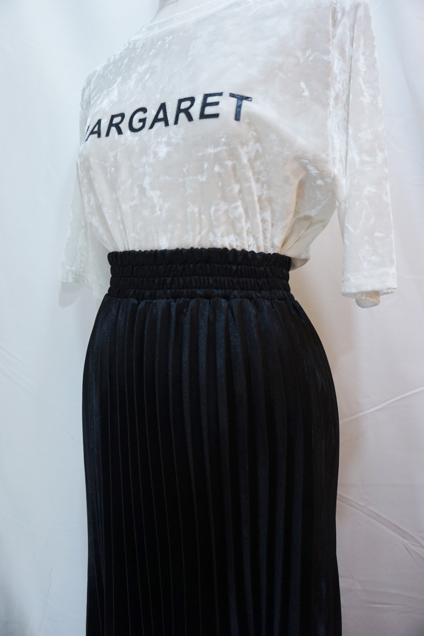 Metal pleated skirt 4 COLOR long wrinkle coordinat