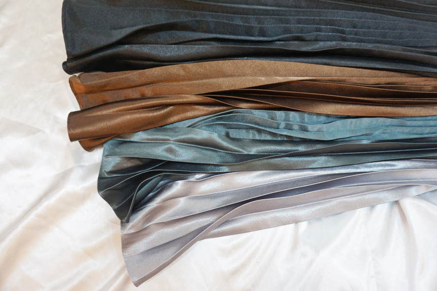 Metal pleated skirt 4 COLOR long wrinkle coordinat