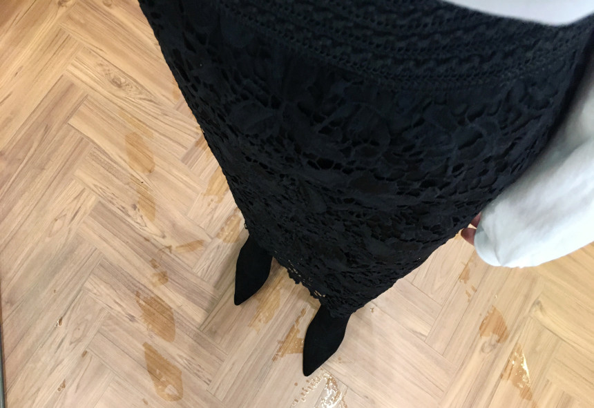 Waist Bending Lace Long Skirt 376 Flower Arrangeme