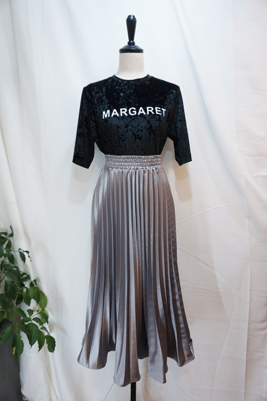 Metal pleated skirt 4 COLOR long wrinkle coordinat