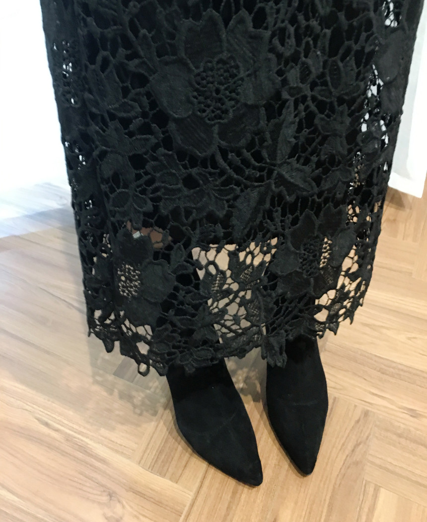 Waist Bending Lace Long Skirt 376 Flower Arrangeme