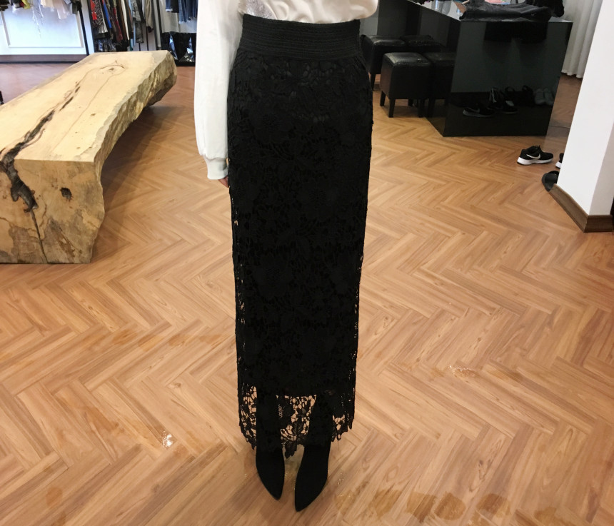 Waist Bending Lace Long Skirt 376 Flower Arrangeme