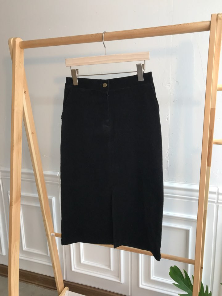 H line corduroy long incision skirt Natural simpli