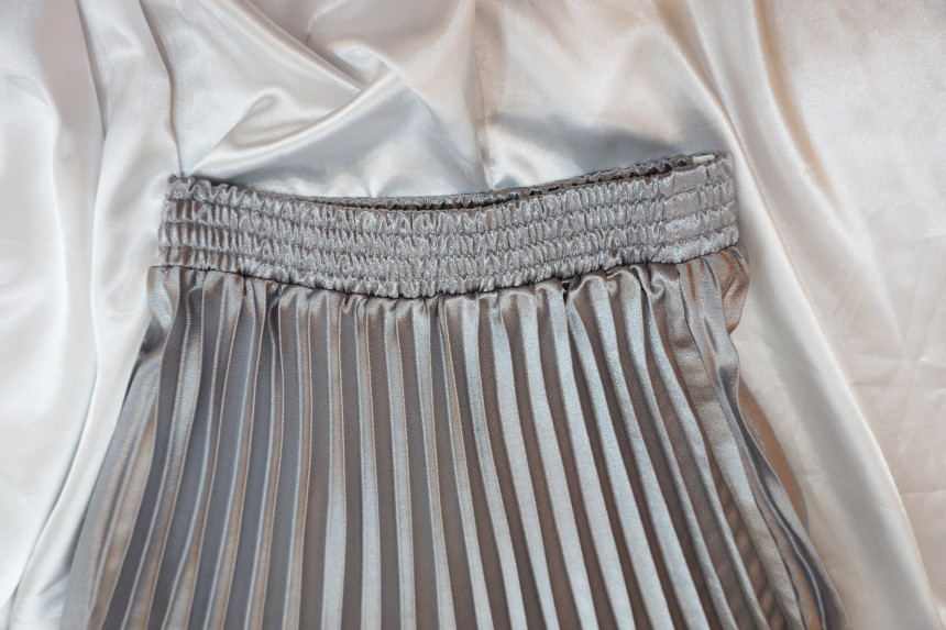 Metal pleated skirt 4 COLOR long wrinkle coordinat