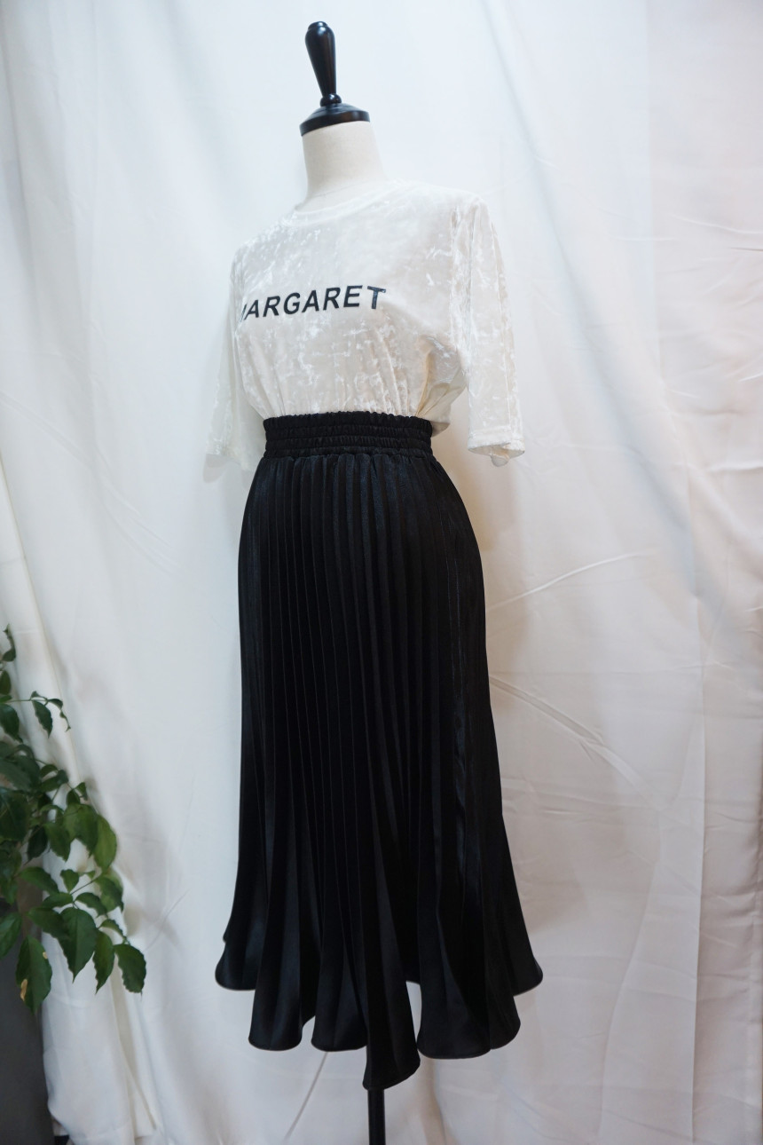 Metal pleated skirt 4 COLOR long wrinkle coordinat