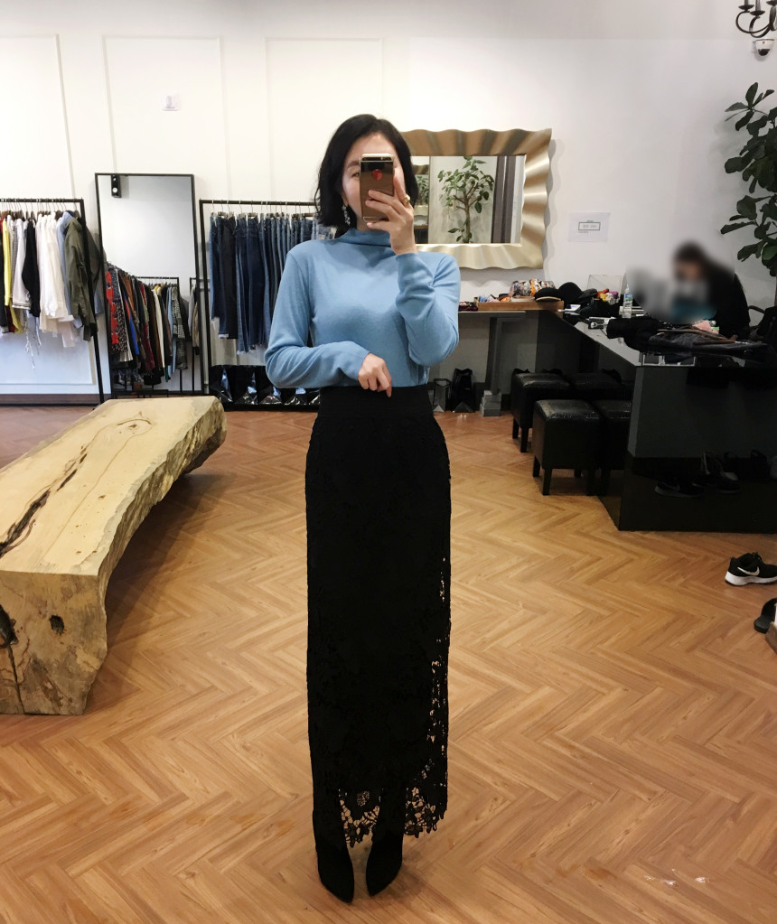 Waist Bending Lace Long Skirt 376 Flower Arrangeme