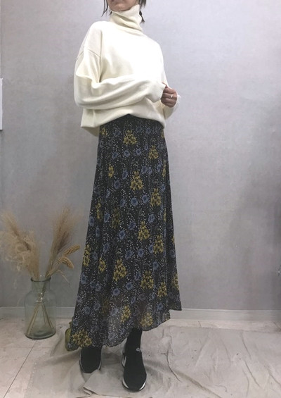 Flower chiffon long skirt Lovely look romantic Sty