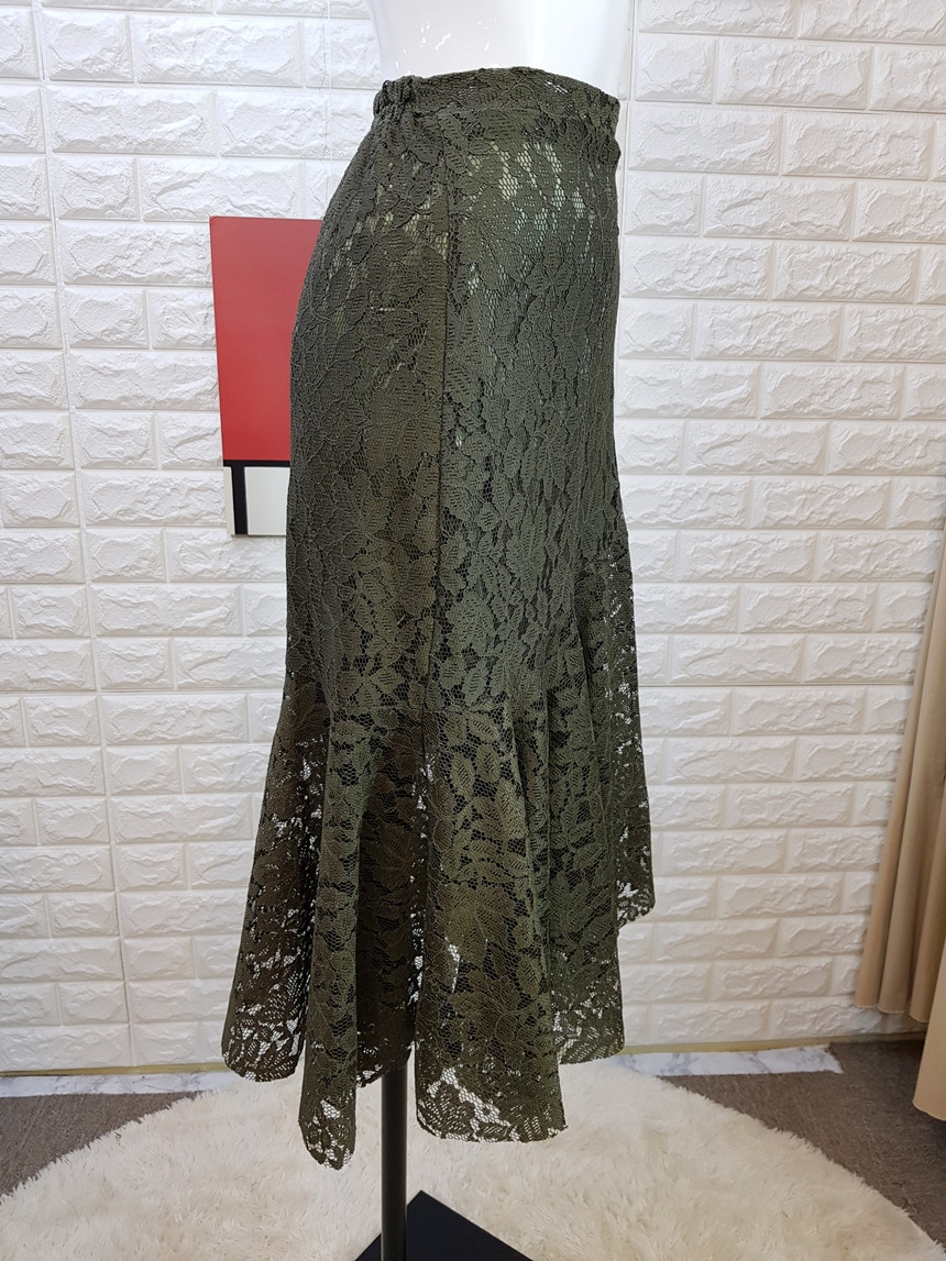 Lace Mermaid Long Skirt 3 Color Skirt Frill Flare 