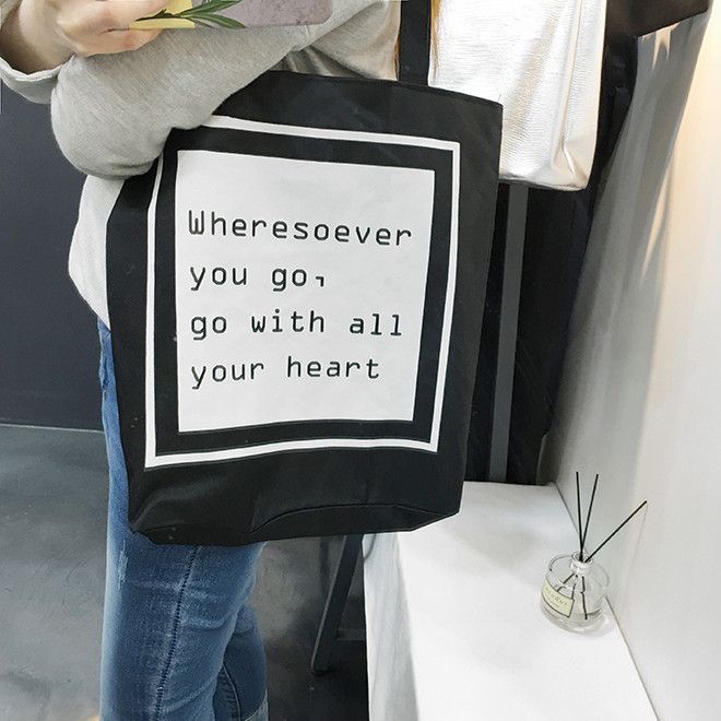 Bae Lee lettering eco bag woman female black recom