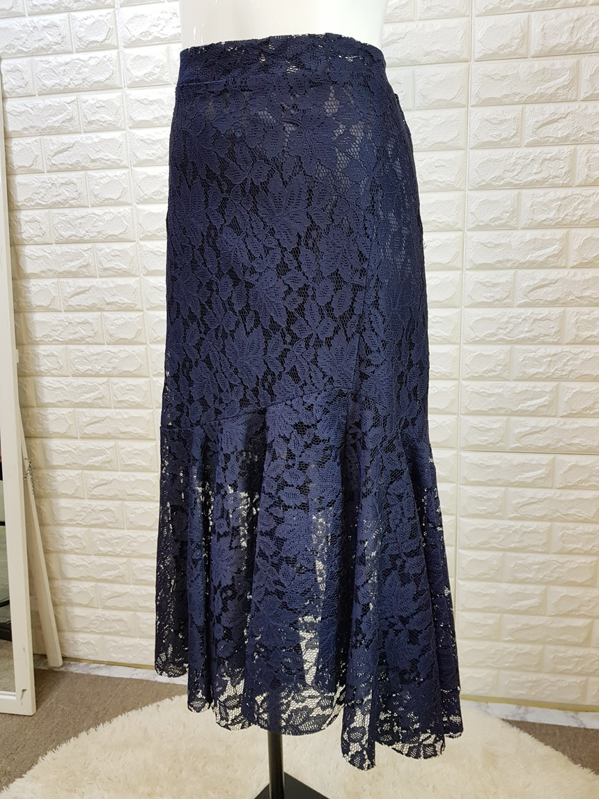 Lace Mermaid Long Skirt 3 Color Skirt Frill Flare 
