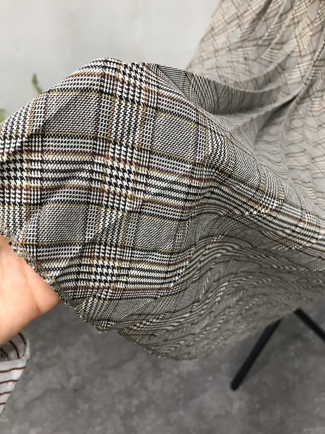 Banding Check Pleated Long Skirt 2 Colors 30 Women