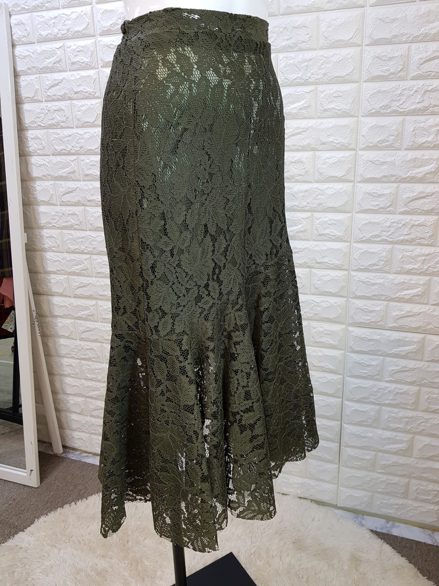 Lace Mermaid Long Skirt 3 Color Skirt Frill Flare 