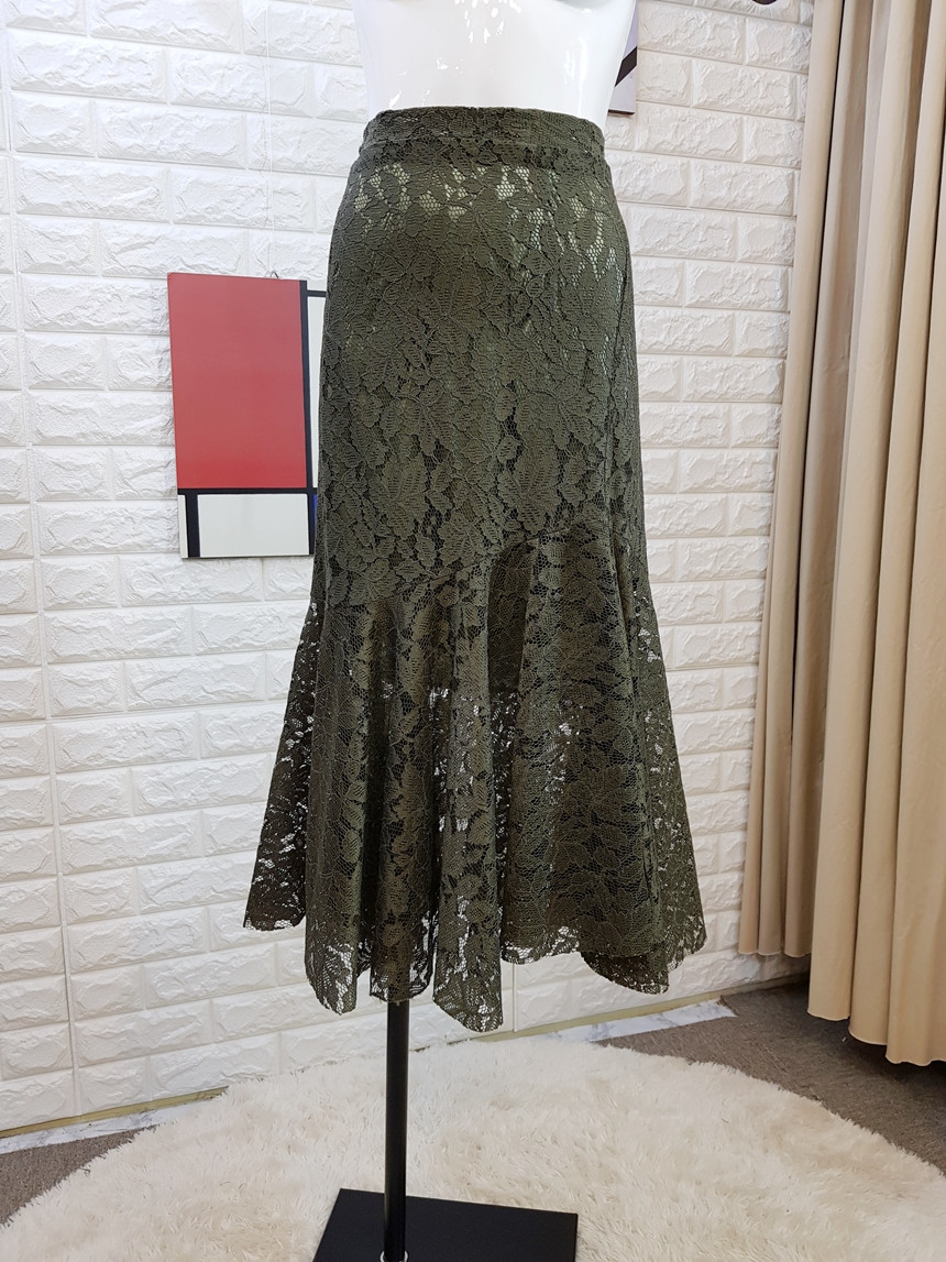 Lace Mermaid Long Skirt 3 Color Skirt Frill Flare 