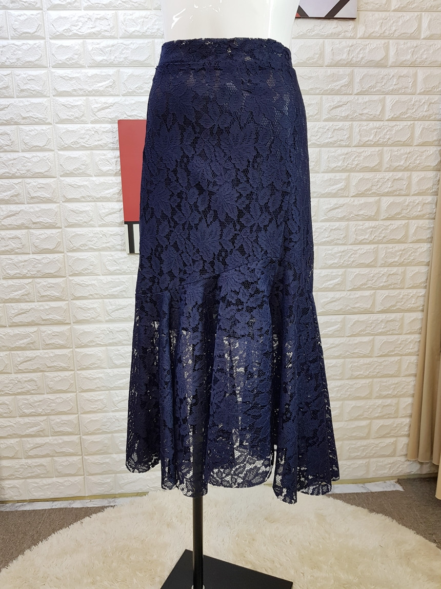 Lace Mermaid Long Skirt 3 Color Skirt Frill Flare 