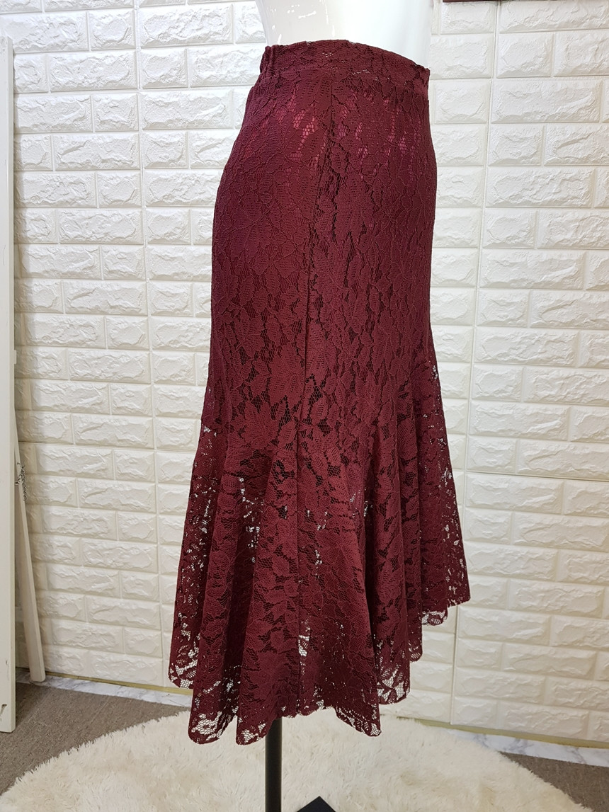 Lace Mermaid Long Skirt 3 Color Skirt Frill Flare 