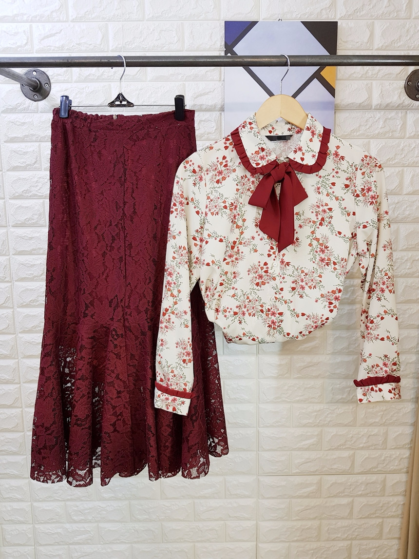 Lace Mermaid Long Skirt 3 Color Skirt Frill Flare 