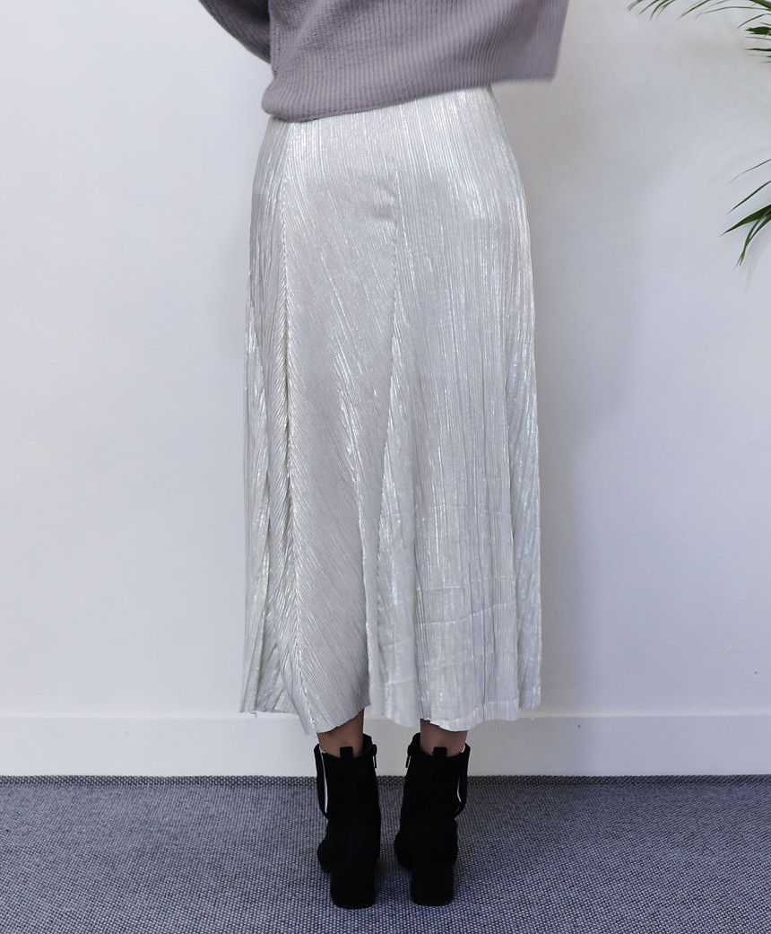 Gold Pleated Skirt 2col Natural sense of color wit