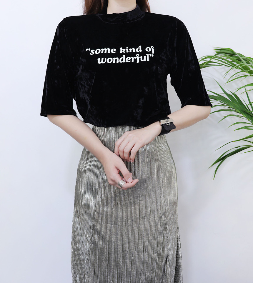 Gold Pleated Skirt 2col Natural sense of color wit