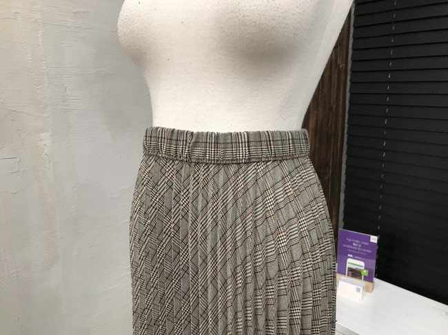 Banding Check Pleated Long Skirt 2 Colors 30 Women