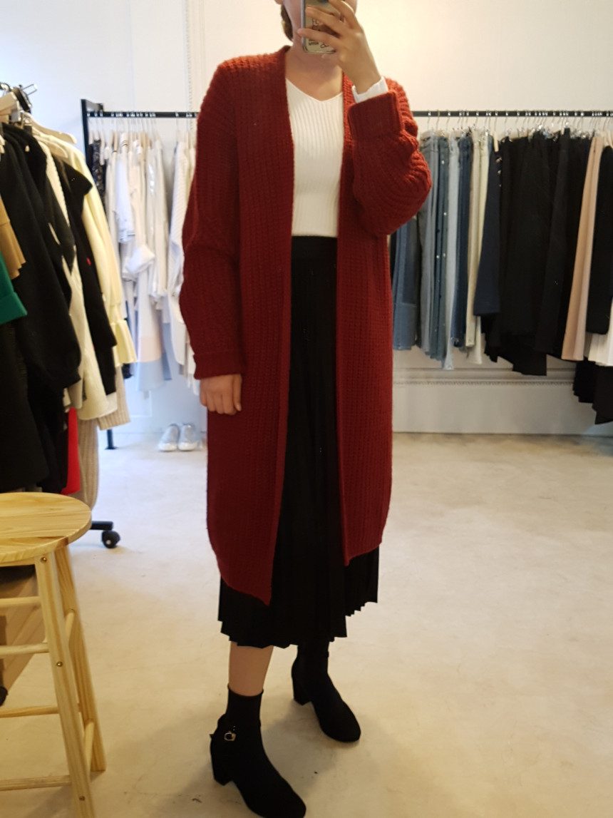 Wool material wrinkled long skirt Twenties Woman U