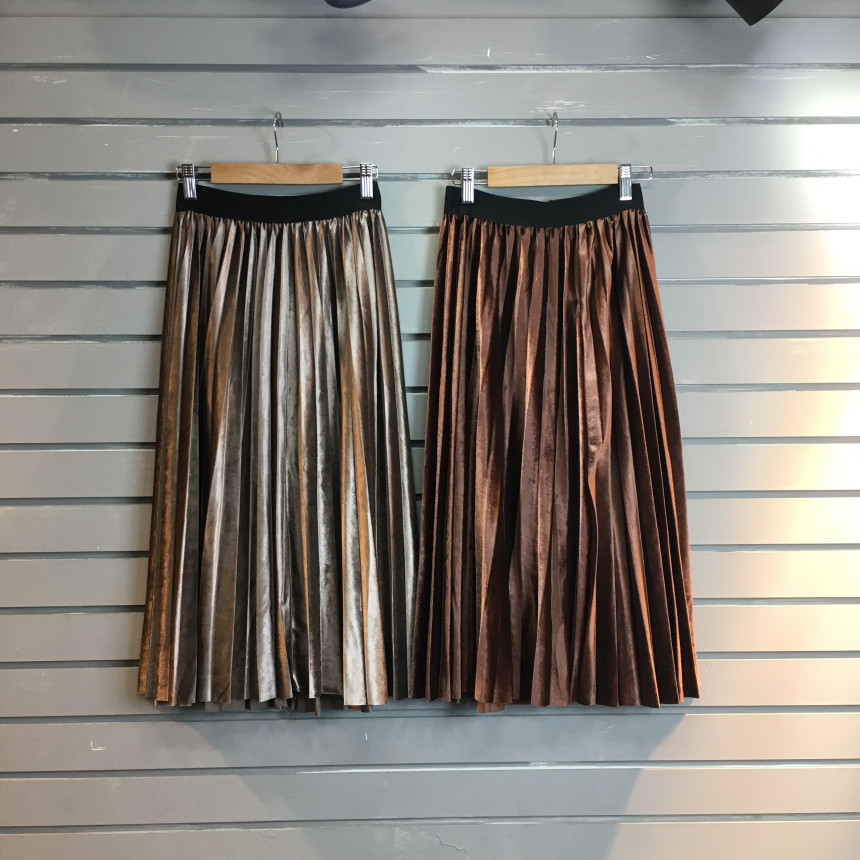 Velvet Pleated Pleated Long Skirt Bending Fabric T