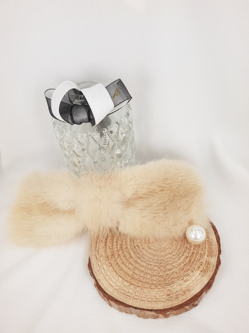 Hair Accessories Mink pearl ribbon Hair hairpin 3c