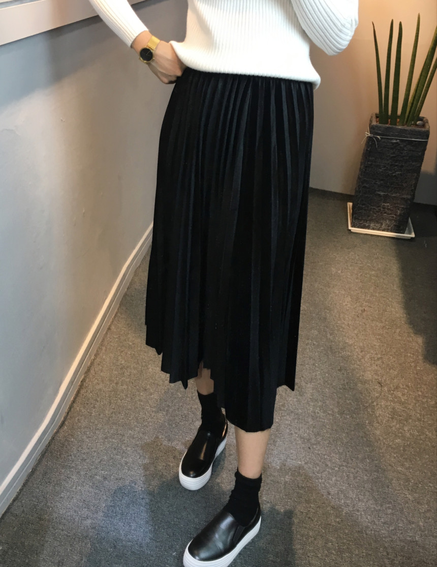 Velvet Pleated Pleated Long Skirt Bending Fabric T