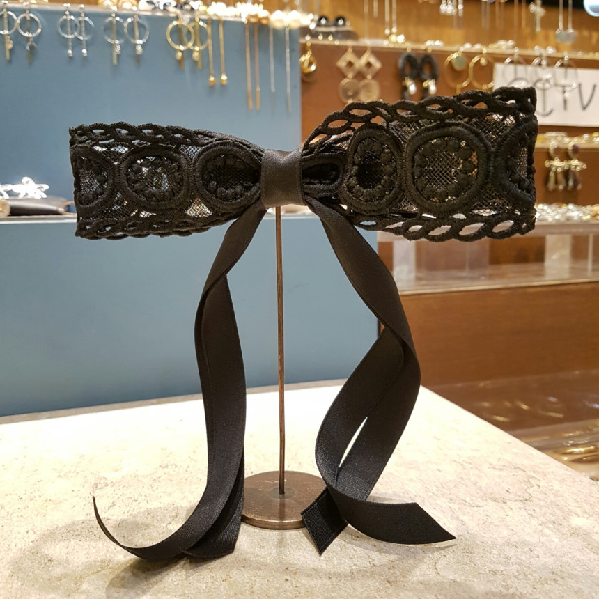 Hair Accessories Black Embroidery Fabric and Neat 