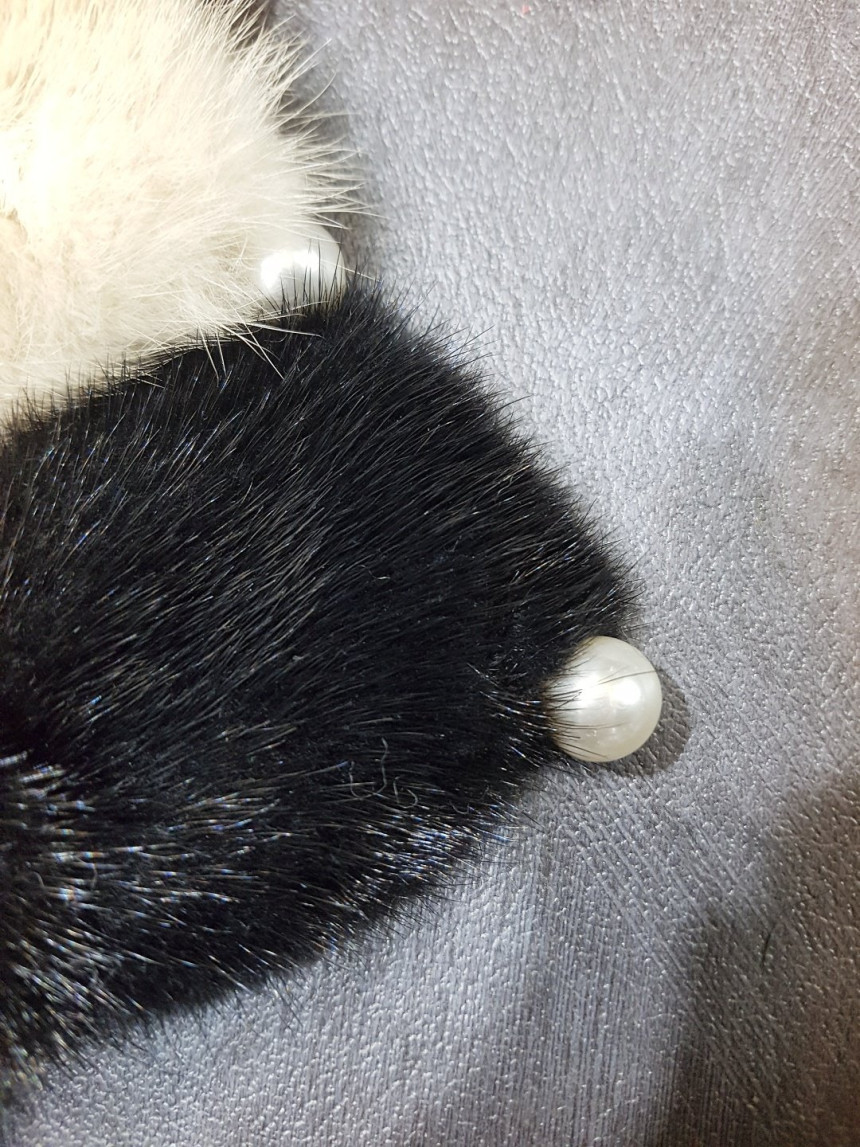 Hair Accessories Mink pearl ribbon Hair hairpin 3c