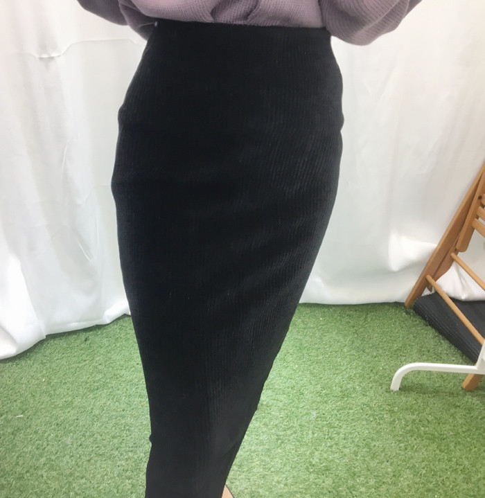 Goliath velvet waist banding long skirt H line chi